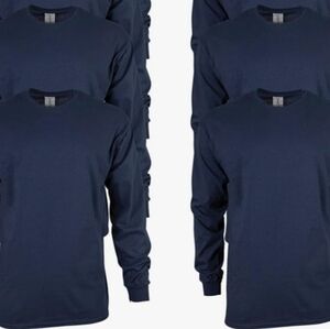 Gildan Adult Ultra Cotton Long Sleeve T-Shirt G2400 Navy (4 Pack) LARGE ONLY